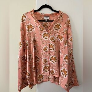 J. Crew Peach-Pink Floral Button-Front Shirt